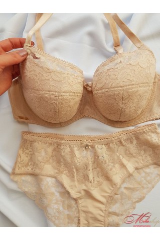 Кружевной бюстгальтер на тонком поролоне Lanny Mode 11730 пудра